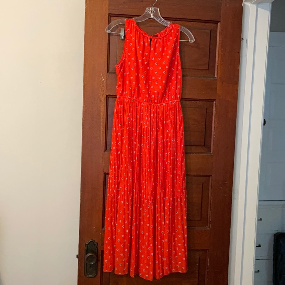 Red Dress with Subtle Heart Print